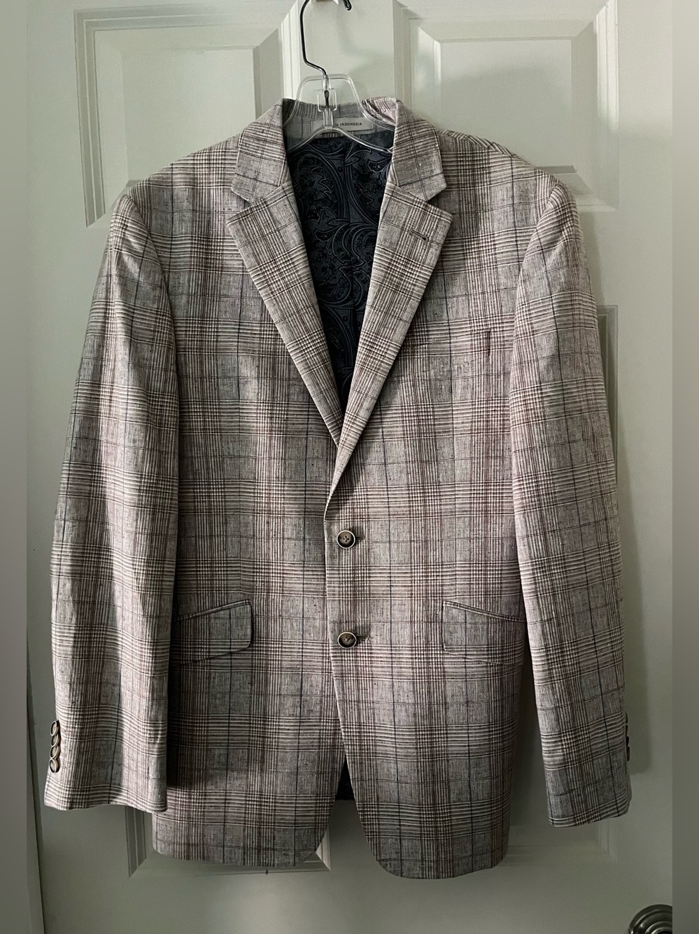 JOE Joseph Abboud Slim Fit Linen Cotton
Dual Vent Plaid Blazer Sport Jacket 38S